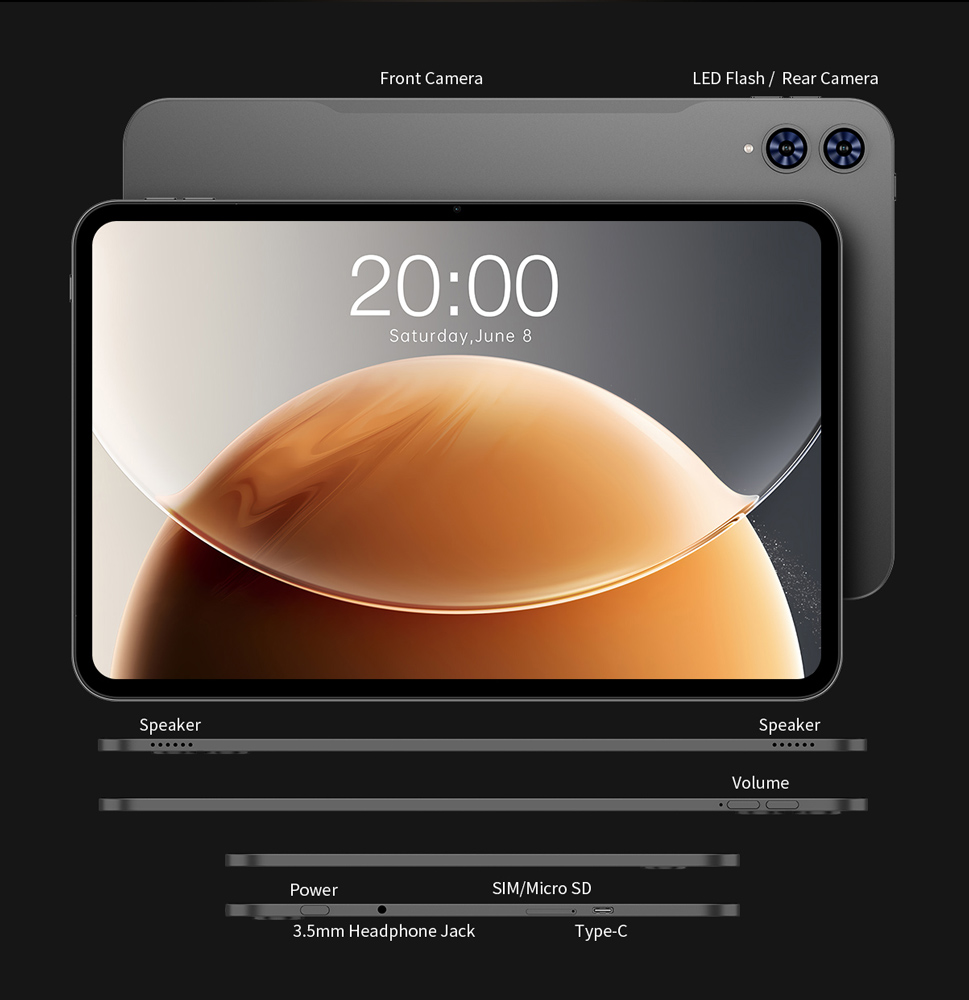 TECLAST tablet T65, 13.4", 6/128GB, 4G, Android 15, 8000mAh, γκρι - Image 8