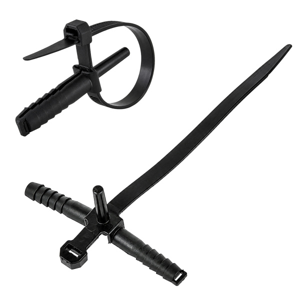 POWERTECH δεματικά καλωδίων με ούπα TIES-084, 7x150mm, μαύρα, 100τμχ