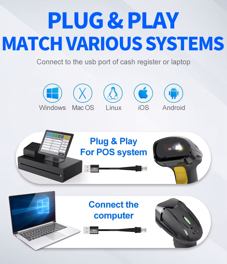 GTCODESTAR barcode scanner X-760H, 1D & 2D, ενσύρματο, μαύρο - Image 7
