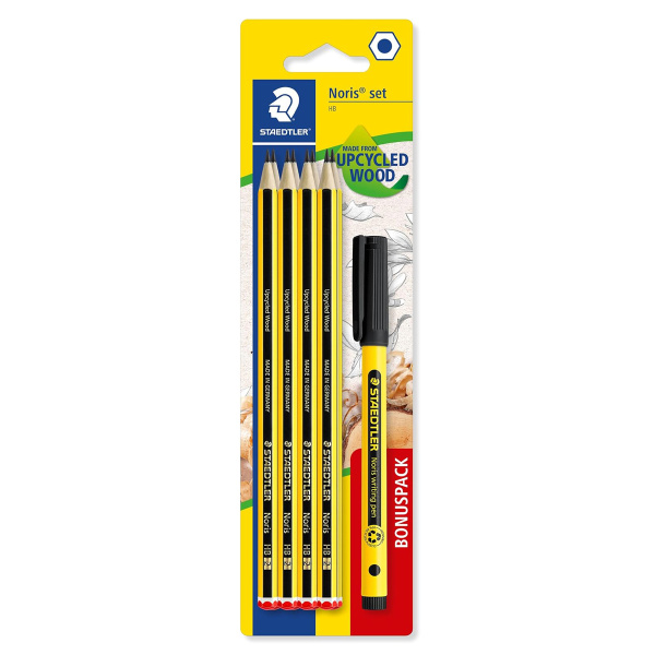 STAEDTLER σετ ξύλινα μολύβια με στυλό Noris 120-SBK8P2, εξάγωνα, ΗB, 9τμχ