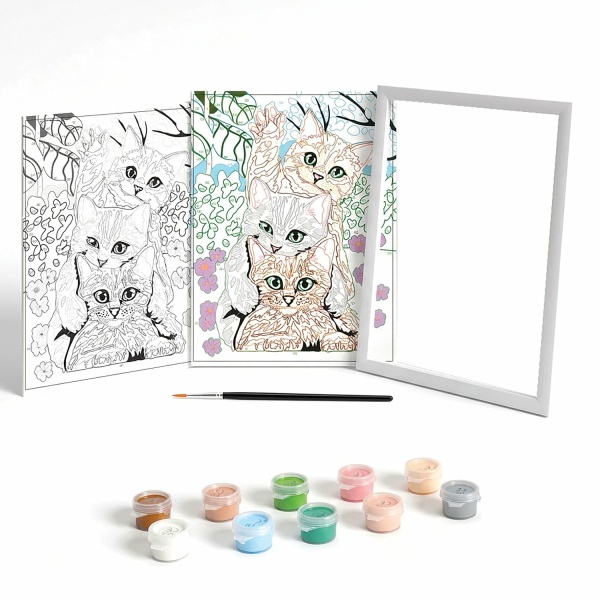 Alternative view of HappiHobbi Paint By Numbers Funny Kitties Για 7+ Ετών