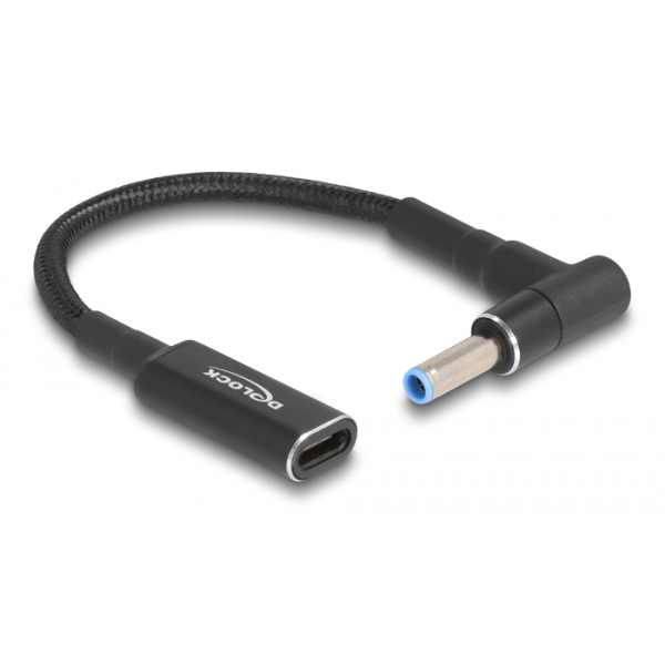 DELOCK αντάπτορας τροφοδοσίας laptop 60031, USB-C σε HP 4.5x3.0mm, 15cm, μαύρος