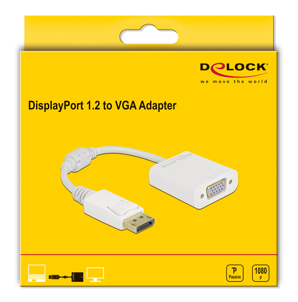 DELOCK αντάπτορας DisplayPort σε VGA 61007, Full HD, passive, λευκός - Image 2
