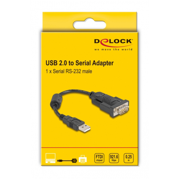Alternative view of DELOCK αντάπορας USB σε RS-232 61549, 921.6Kbps, 0.25m, μαύρος