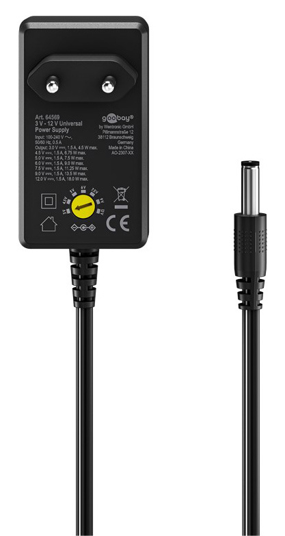 GOOBAY επιτοίχιος φορτιστής 64569, 3V-12V, 18W/1.5A, 12 tips - Image 3