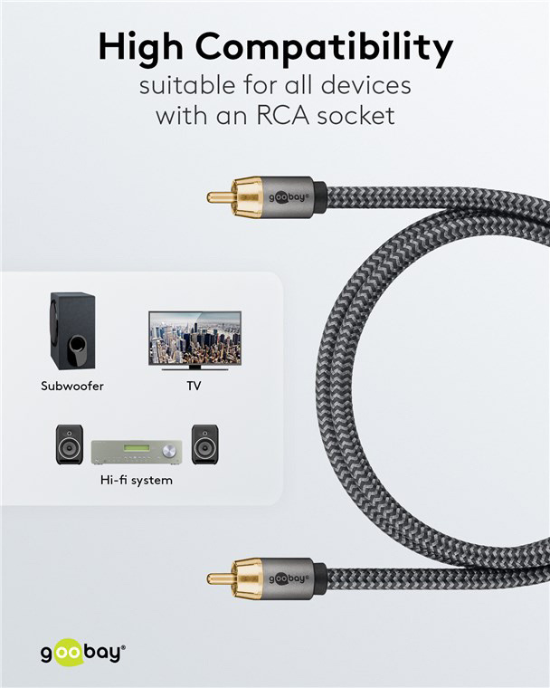 GOOBAY καλώδιο ήχου RCA σε RCA 65297, 3m, μαύρο/ασημί - Image 7