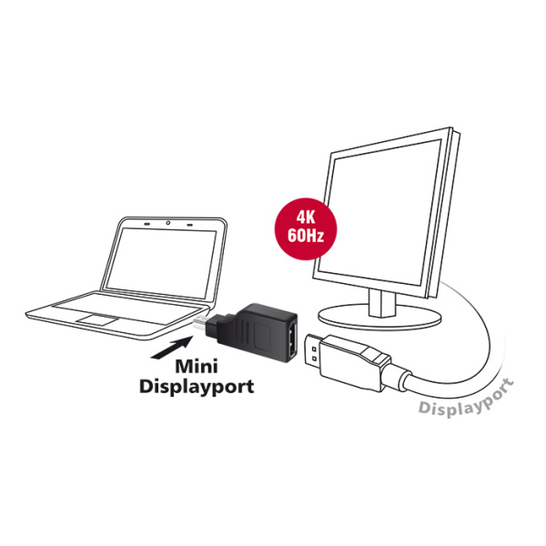 Alternative view of DELOCK αντάπτορας mini DisplayPort σε DisplayPort 65626, 4K, 90°