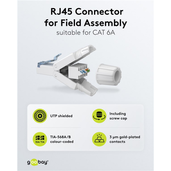 Alternative view of GOOBAY βύσμα RJ45 65941, CAT 6A UTP, tool-free, λευκό
