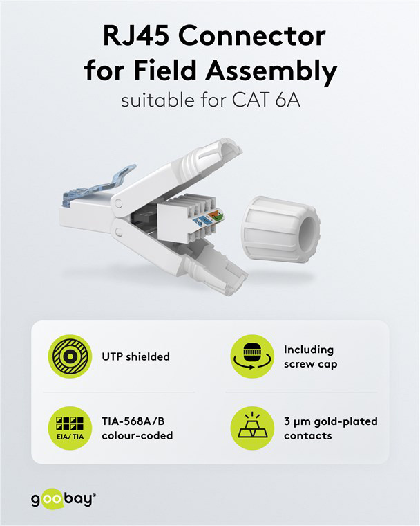 GOOBAY βύσμα RJ45 65941, CAT 6A UTP, tool-free, λευκό - Image 2