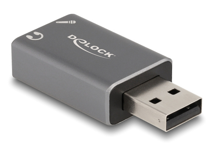 DELOCK εξωτερική κάρτα ήχου 66633, 2x 3.5mm, USB σύνδεση, γκρι - Image 3