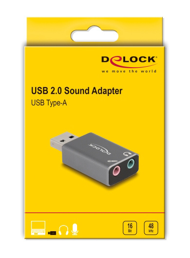 DELOCK εξωτερική κάρτα ήχου 66633, 2x 3.5mm, USB σύνδεση, γκρι - Image 4