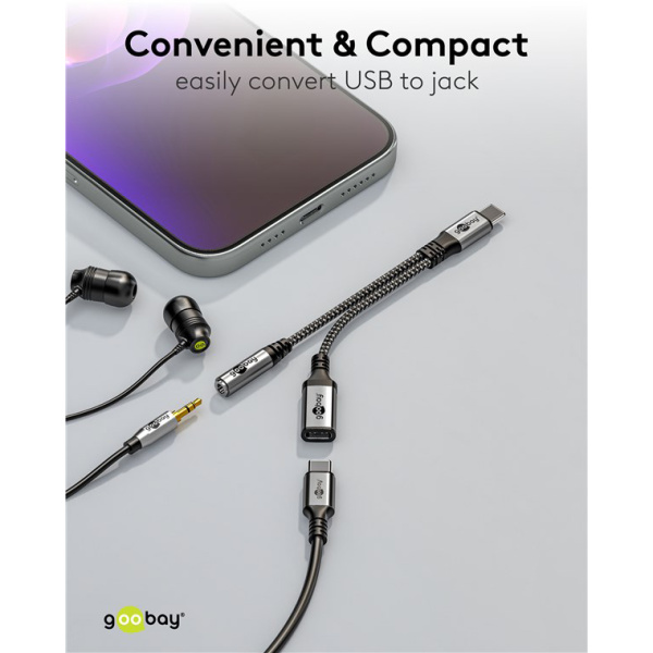 Alternative view of GOOBAY αντάπτορας USB-C σε 3.5mm & USB-C 74524, 60W, 480Mbps, γκρι