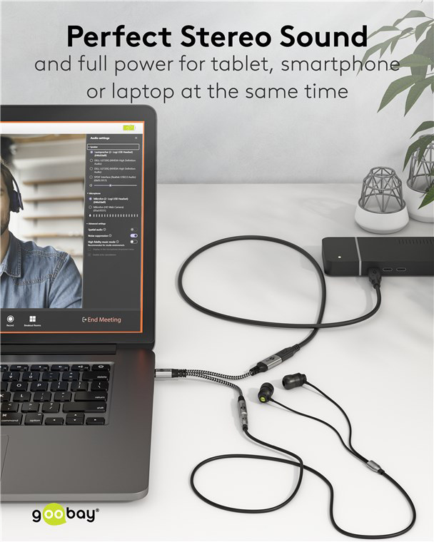 GOOBAY αντάπτορας USB-C σε 3.5mm & USB-C 74524, 60W, 480Mbps, γκρι - Image 3