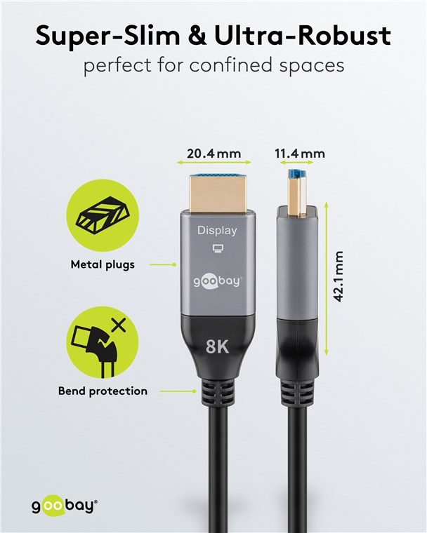 GOOBAY καλώδιο HDMI 2.1 76274 με Ethernet, AOC, 8K/60Hz, 48 Gbps, 10m, μαύρο - Image 5