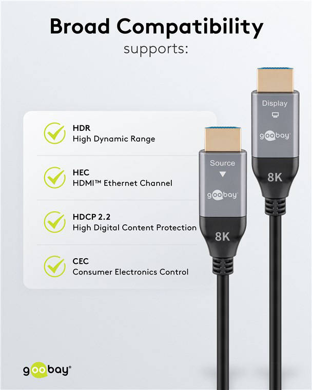 GOOBAY καλώδιο HDMI 2.1 76274 με Ethernet, AOC, 8K/60Hz, 48 Gbps, 10m, μαύρο - Image 6