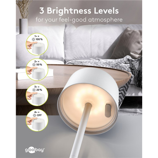 Alternative view of GOOBAY επιτραπέζιο φωτιστικό 77676, 3000K, dimmable, επαναφορτιζόμενο, λευκό