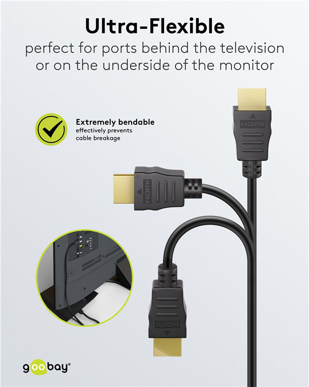 GOOBAY καλώδιο HDMI 80101 με Ethernet, soft, 4K/60Hz, 18 Gbps, 1m, μαύρο - Image 5