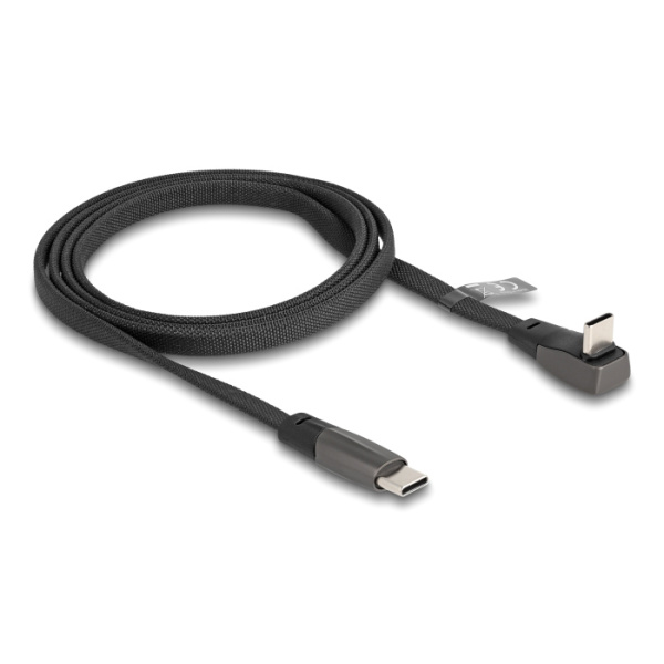 Alternative view of DELOCK καλώδιο USB-C 80751, 60W, flat, γωνιακό, 480 Mbps, 1m, μαύρο