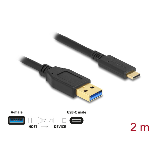 Alternative view of DELOCK καλώδιο USB-C σε USB 84004, 10Gbps, 2m, μαύρο