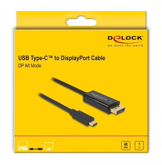 DELOCK καλώδιο USB-C σε DisplayPort 85255, DP Alt Mode, 4K, 1m, μαύρο - Image 3