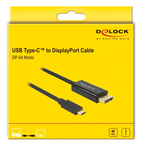 DELOCK καλώδιο USB-C σε DisplayPort 85256, DP Alt Mode, 4K, 2m, μαύρο - Image 3