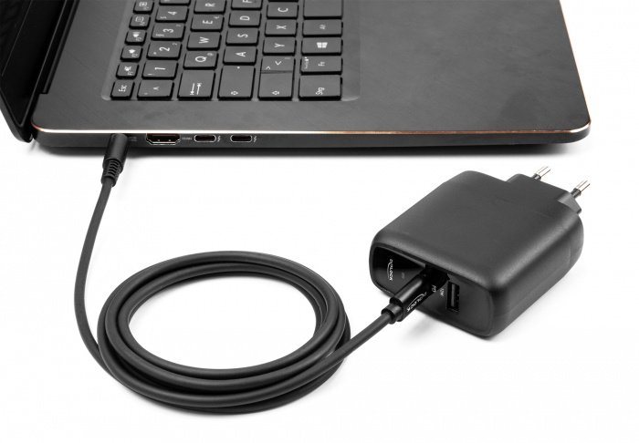 DELOCK καλώδιο τροφοδοσίας laptop 87974, USB-C σε Dell 4.5x3mm, 1.5m, μαύρο - Image 2