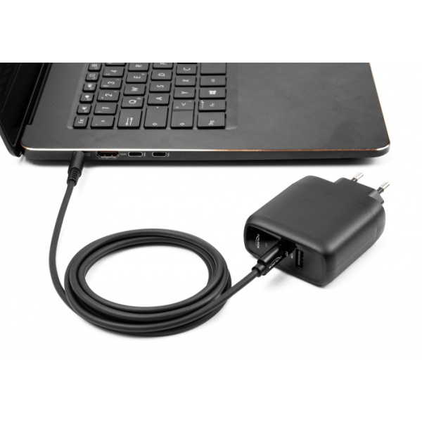Alternative view of DELOCK καλώδιο τροφοδοσίας 87977, USB-C σε 5.5x2.1mm, 1.5m, μαύρο