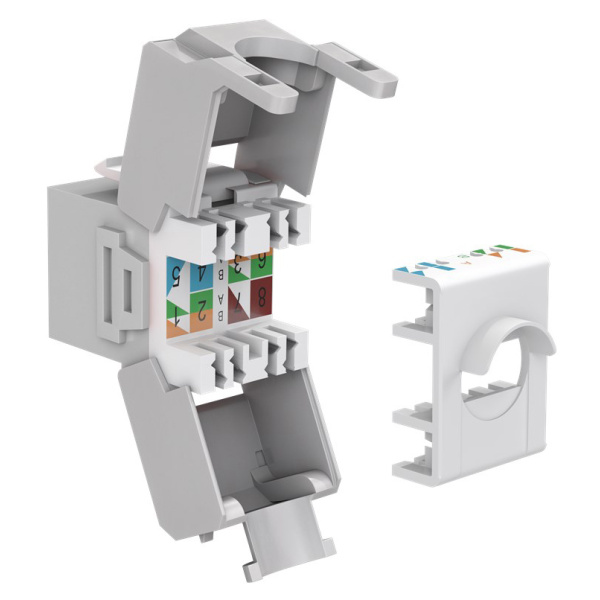 Alternative view of GOOBAY Keystone module RJ45 CAT 6A 90693, UTP, γκρι