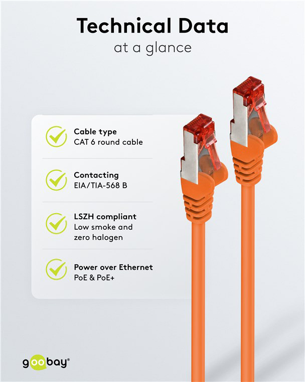 GOOBAY καλώδιο δικτύου 93467, CAT 6 S/FTP, copper, 250MHz, 0.50m, πορτοκαλί - Image 6