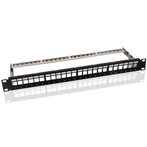 GOOBAY Keystone patch panel 95743, 19"/1U, 24x ports, μαύρo