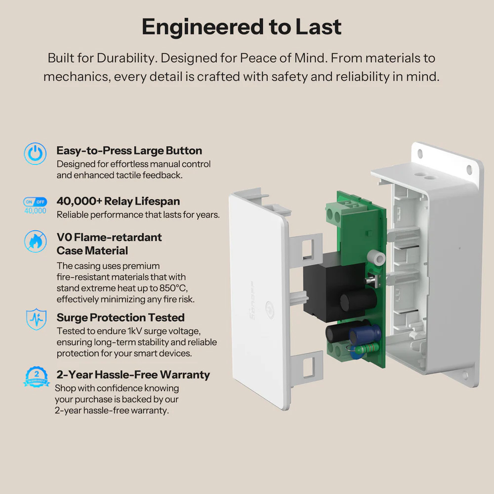 SONOFF smart διακόπτης BASIC Gen5, 1 κανάλι, WiFi, συμβατός με Matter, 10A, λευκός - Image 7