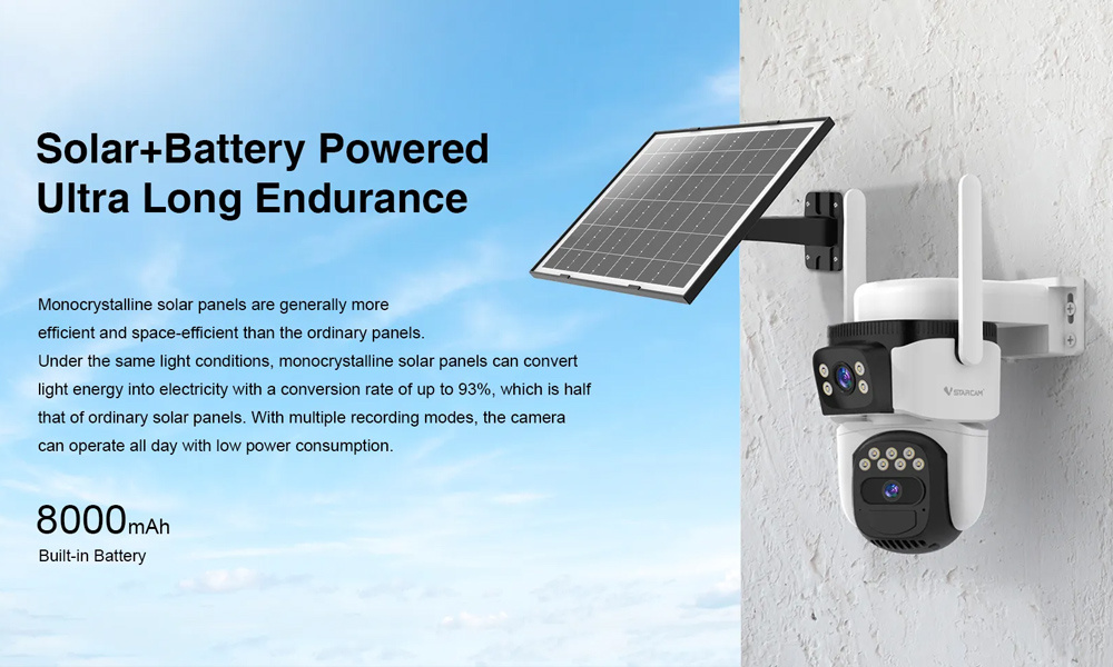 VSTARCAM smart ηλιακή κάμερα BG621DR, dual lens, 3MP, 4G, SD, PTZ, IP66 - Image 8