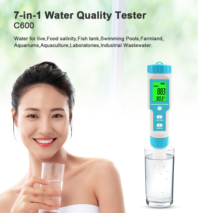 NOYAFA tester ποιότητας νερού C-600, TDS/EC/PH/SALT/S.G/ORP/0-60 °C - Image 2