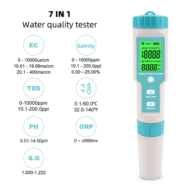 NOYAFA tester ποιότητας νερού C-600, TDS/EC/PH/SALT/S.G/ORP/0-60 °C - Image 3