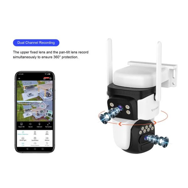 Alternative view of VSTARCAM smart ηλιακή κάμερα CB621DR, dual lens, 3MP, WiFi, SD, PTZ, IP66