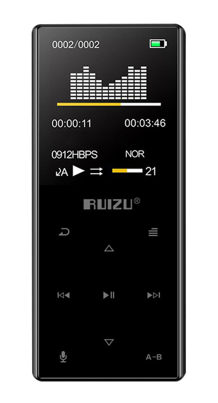 RUIZU MP3 player D29 με ηχείο, 1.8", 16GB, Bluetooth, ελληνικό μενού, μαύρο