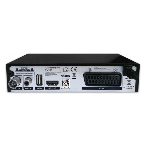 Alternative view of ESPERANZA ψηφιακός δέκτης EV106R, DVB-T2, Full HD, MPEG-4, H.265/HEVC, με PVR