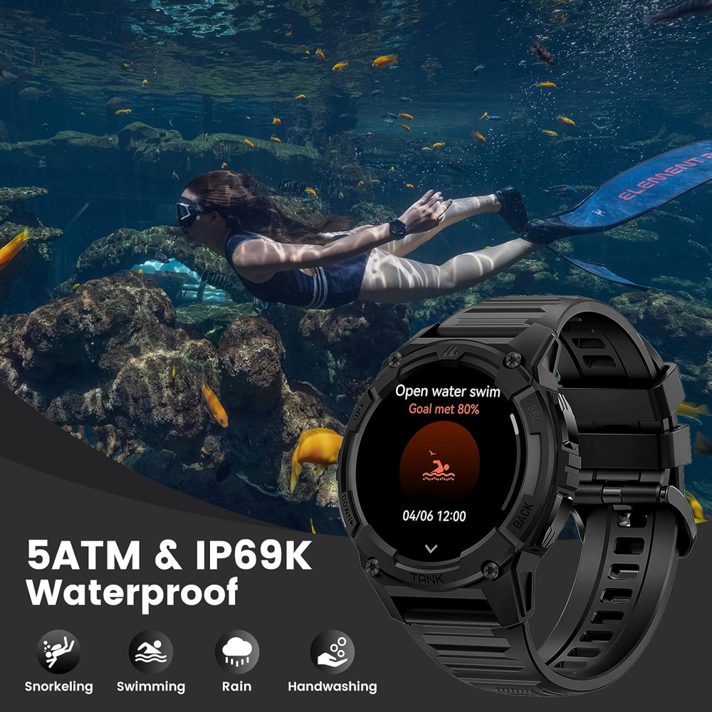 KOSPET smartwatch TANK S2, heart rate, 1.32" AMOLED, GPS, 5 ATM & IP69K, μαύρο - Image 7