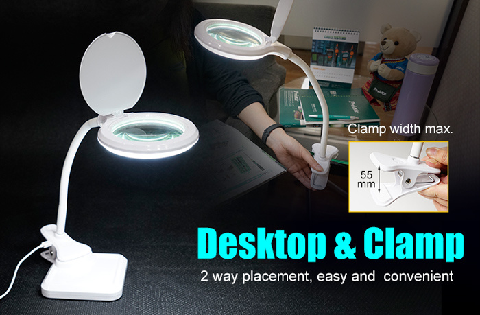 PROSKIT μεγεθυντικός φακός MA-1010U, κλιπ & βάση, LED, 3D 1.75x, λευκός - Image 7