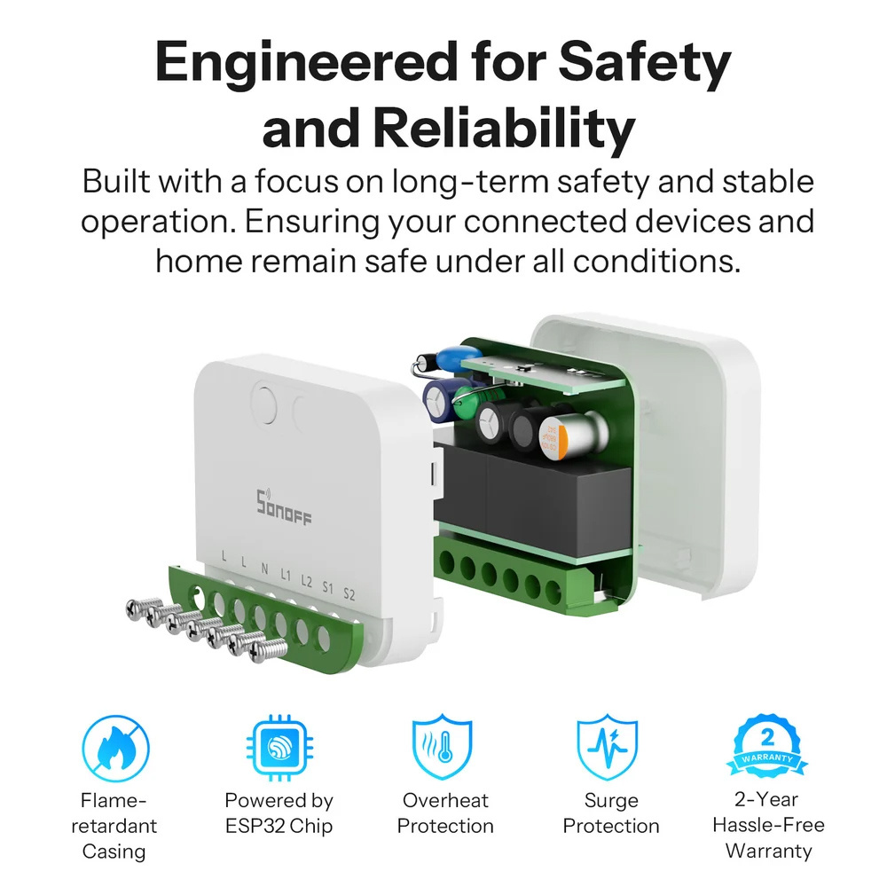 SONOFF smart διακόπτης MINI DUO, 2 κανάλια, WiFi, συμβατός με Matter, 16A, λευκός - Image 8