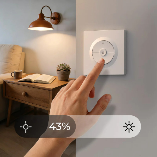 Alternative view of SONOFF smart επιτοίχιος διακόπτης dimmer Orb-DIM, WiFi, Matter, 400W, λευκός