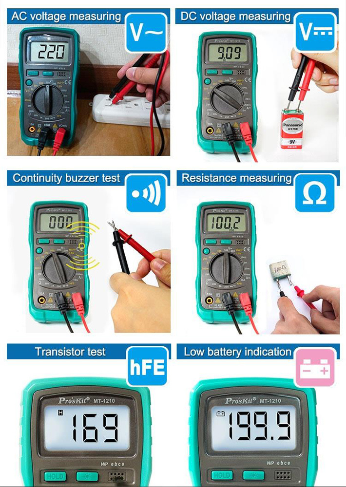 PROSKIT ψηφιακό πολύμετρο MT-1210, μέτρηση AC/DC - Image 4