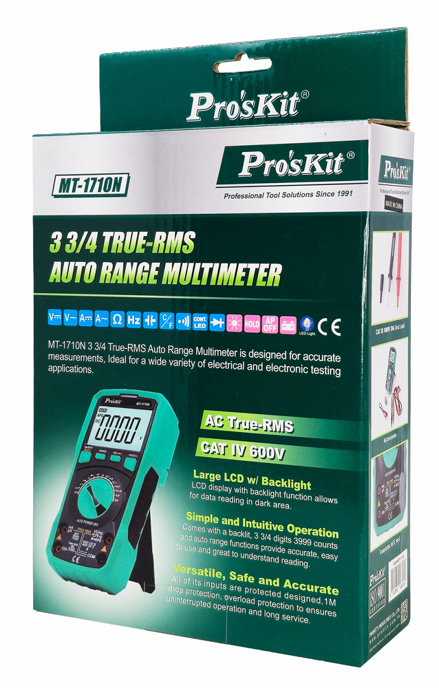 PROSKIT ψηφιακό πολύμετρο MT-1710N, μέτρηση AC/DC, True RMS, NCV - Image 6