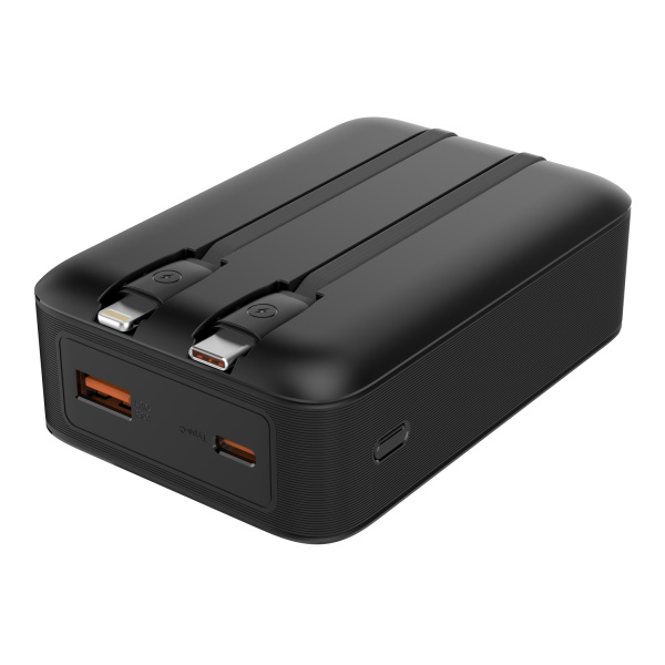 Alternative view of POWERTECH power bank PT-1504 με καλώδια & οθόνη, 20000mah, 22.5W, μαύρο