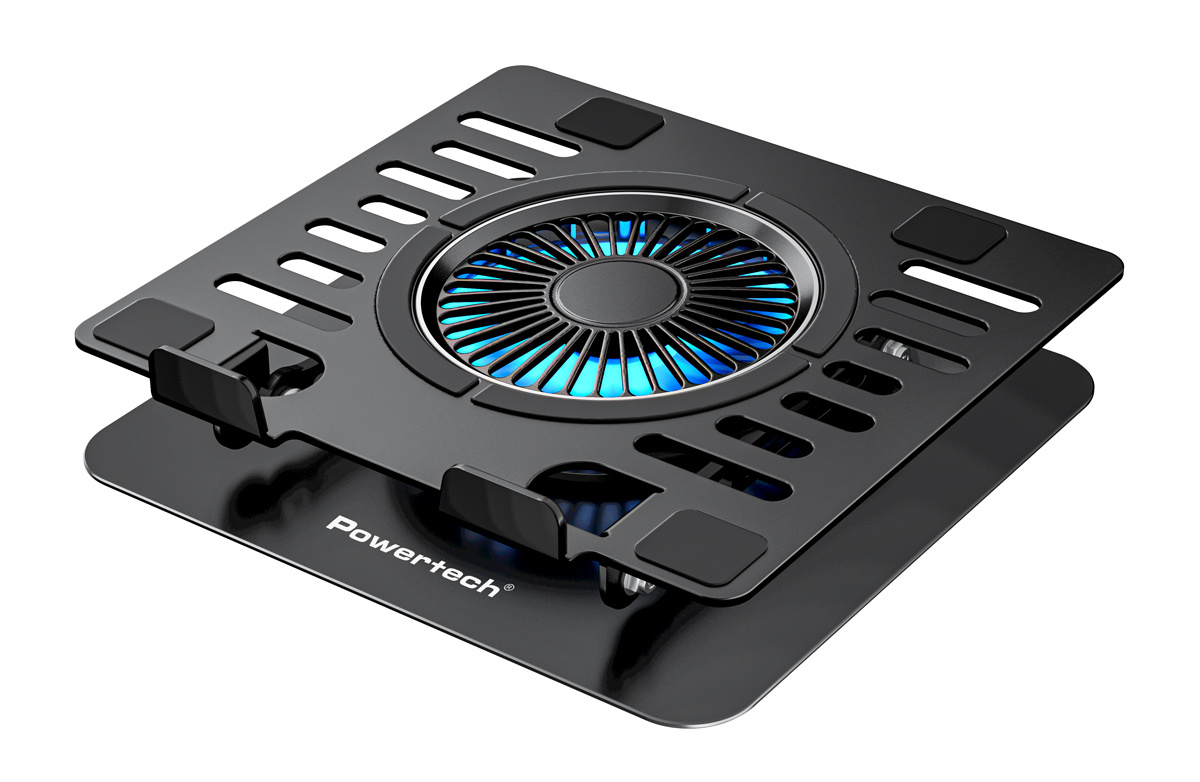POWERTECH βάση & ψύξη laptop PT-1630 έως 17", 110mm LED fan, μεταλλική, μαύρη - Image 3