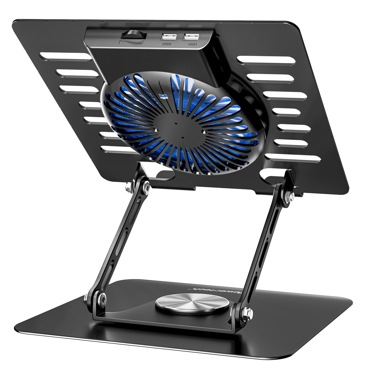 POWERTECH βάση & ψύξη laptop PT-1630 έως 17", 110mm LED fan, μεταλλική, μαύρη - Image 4