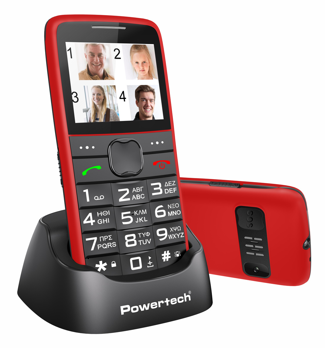POWERTECH Κινητό Τηλέφωνο Sentry Eco PTM-25, SOS Call, με φακό, κόκκινο