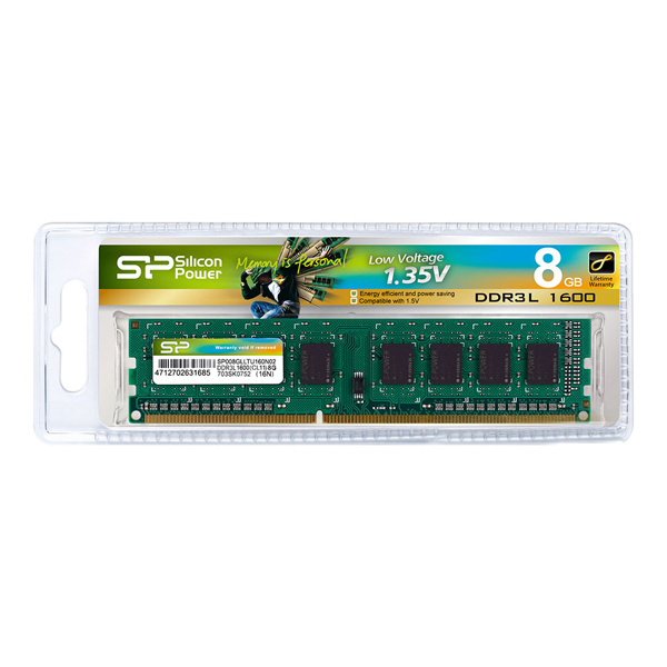Alternative view of SILICON POWER μνήμη DDR3L UDIMM SP008GLLTU160N02, 8GB, 1600MHz, CL11