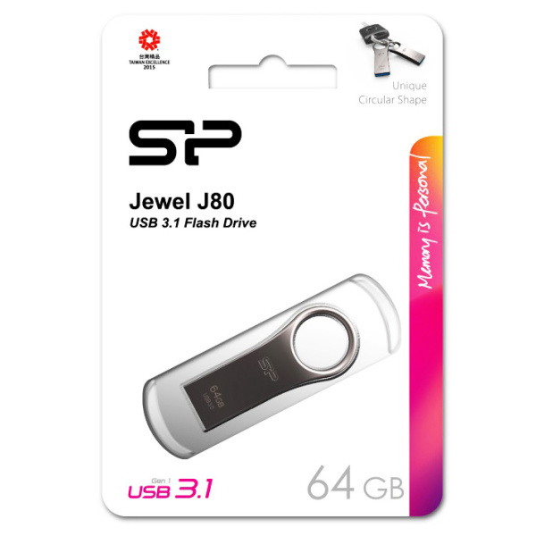 Alternative view of SILICON POWER USB Flash Drive Jewel 80, 64GB, USB 3.2, ασημί