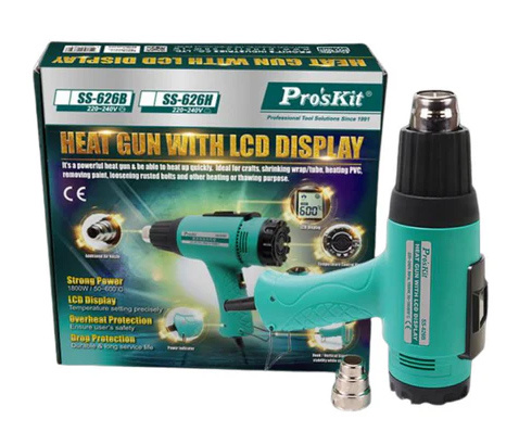 PROSKIT πιστόλι θερμού αέρα SS-626B με οθόνη, 1800W, 50~600 °C - Image 8